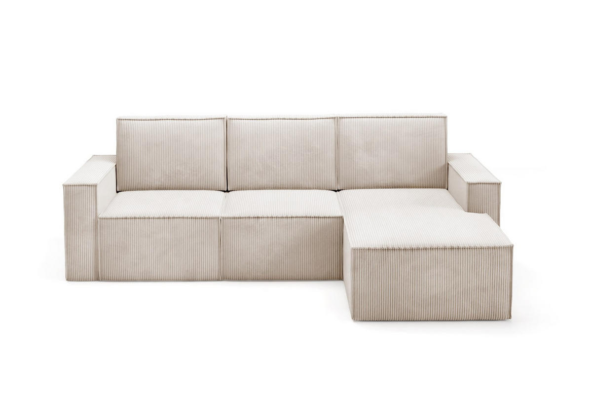 ECKSOFA Orto Beige, Dreisitzer Kordecksofa linke seite - Beige, Holzwerkstoff/Textil (180/142cm) - Bettso