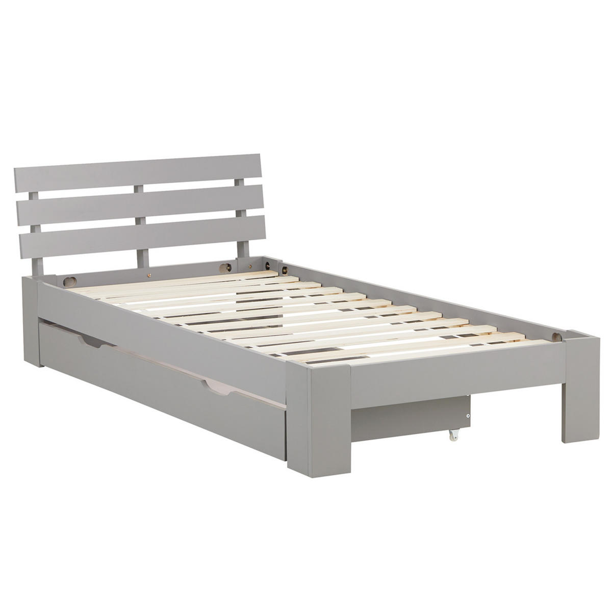 HOLZBETT mit Stauraum 90/200 cm grau - Grau, Holz (90/200cm) - Homestyle4u