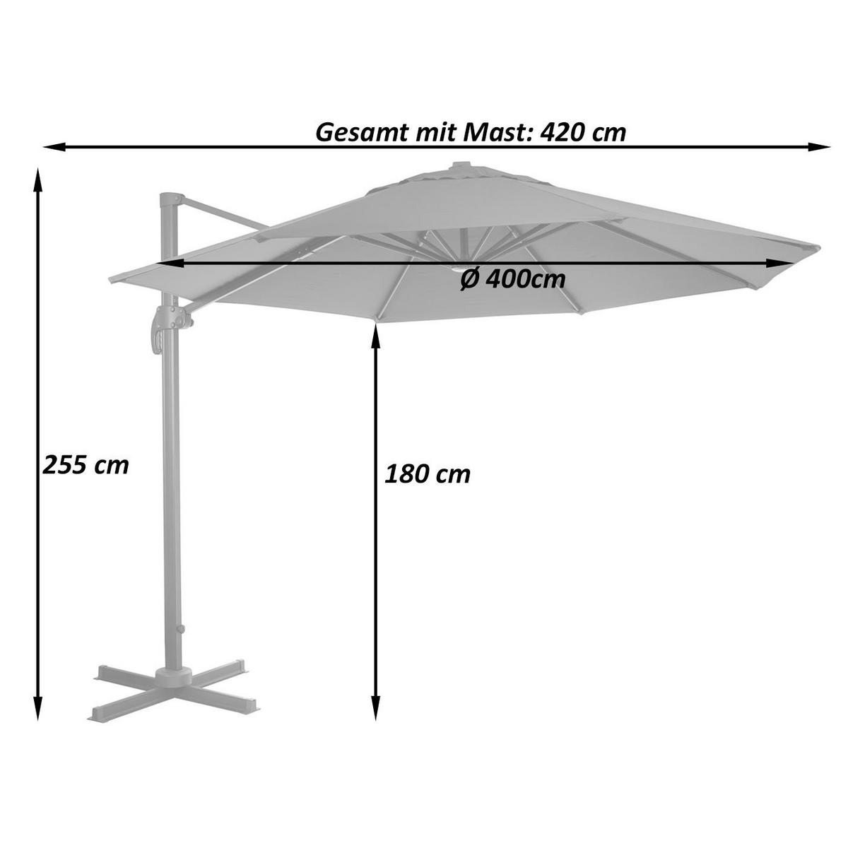 AMPELSCHIRM RUND Cremeweiß 400/400 cm - Weiß, Textil (420/400cm) - MCW