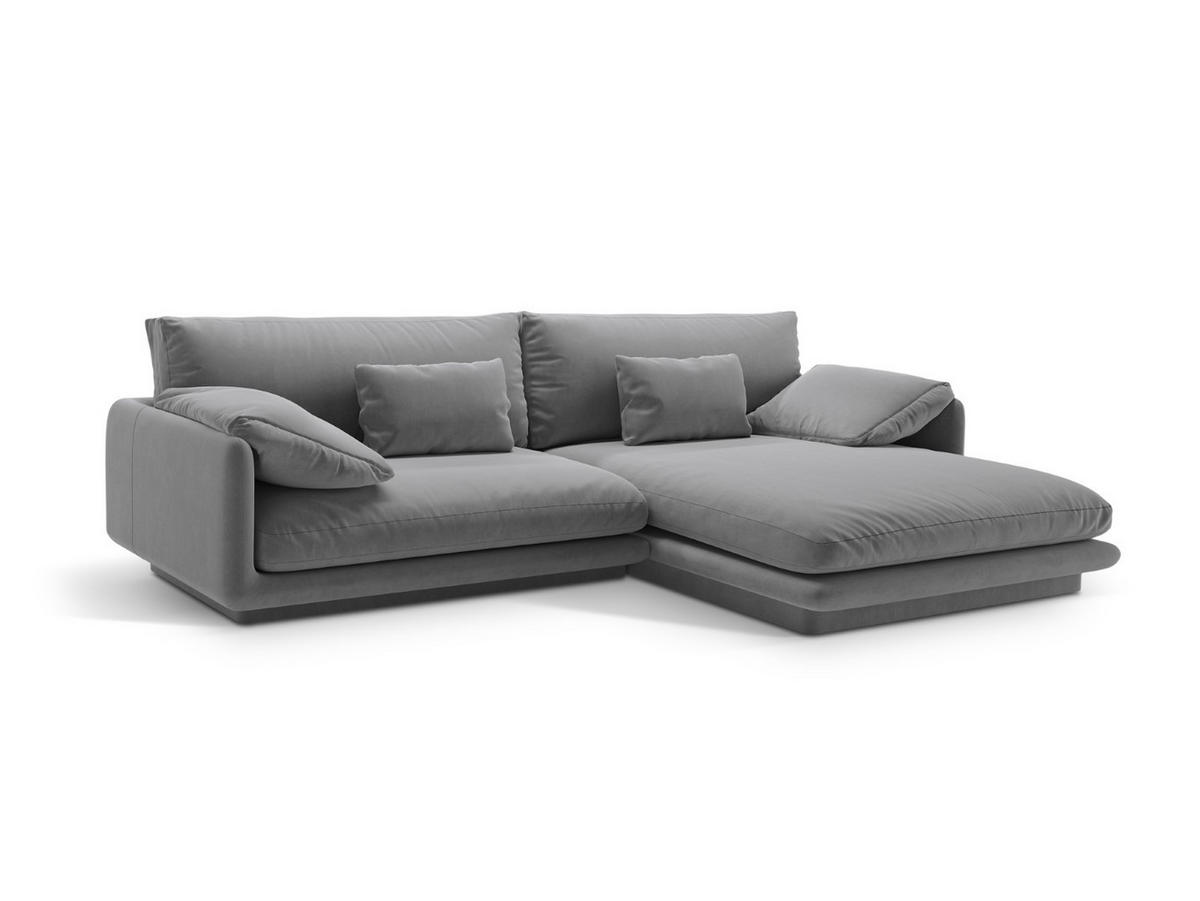 ECKSOFA rechts Torino aus Samt hellgrau 4 Sitzplätze - Hellgrau, Textil (170/250cm) - Micadoni