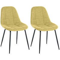 STUHL 2er Set Stoff hellgrün - Schwarz/Hellgrün, Textil/Metall (46/82/52cm) - CLP