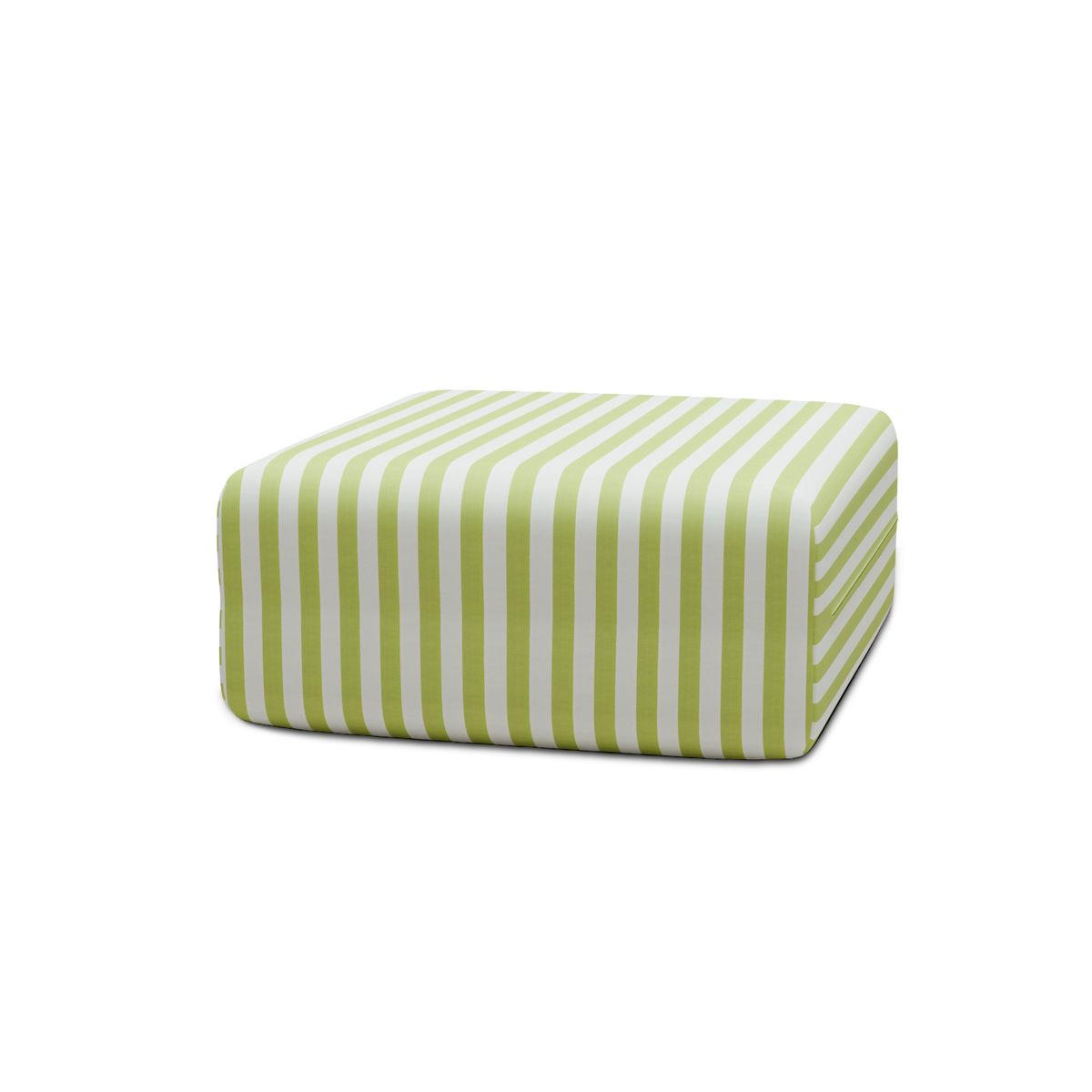 OUTDOOR-POUF mit Streifen, weiß und anisgrün - Hellgrün, Textil (95/42/95cm)