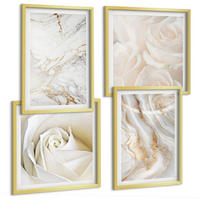 BILDER SET 4er Set - 50x50 cm & 40x60 cm Goldrahmen - Elegante Marmormuster - Goldfarben, Kunststoff (50/50cm) - TULUP