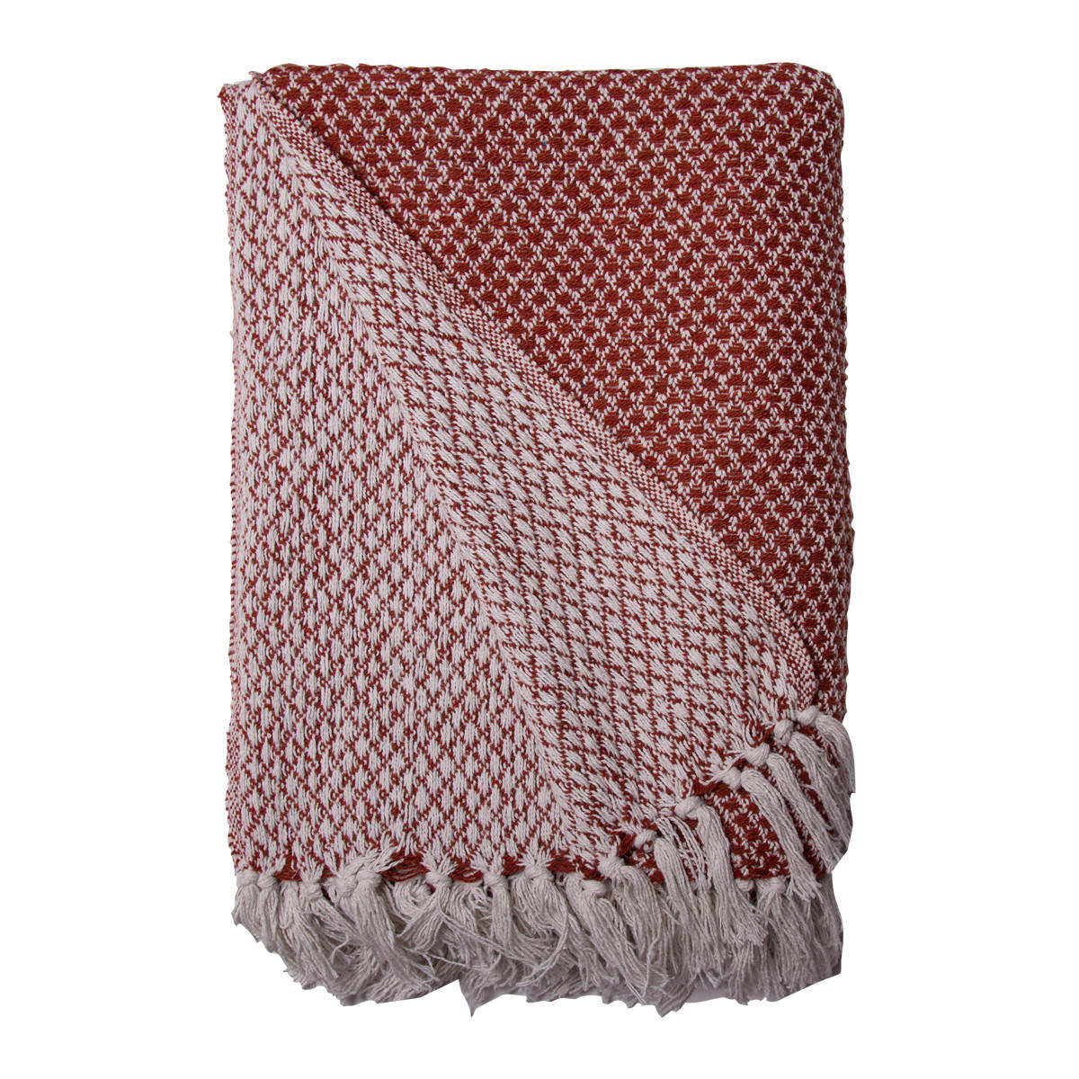 DECKE Netz 130x180 cm, 100% Baumwolle, Rost - Rotbraun, Textil (130/180cm) - Au Maison