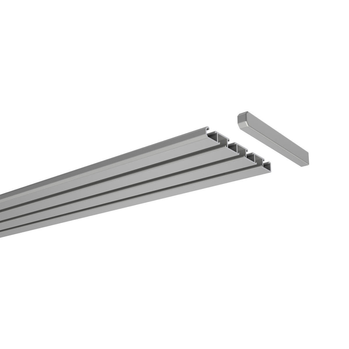 GARDINENSCHIENE Slimline 100 cm, 3-/4-läufig Silbergrau - Silberfarben/Alufarben, Metall (8.6/1.1/100cm) - INTERDECO