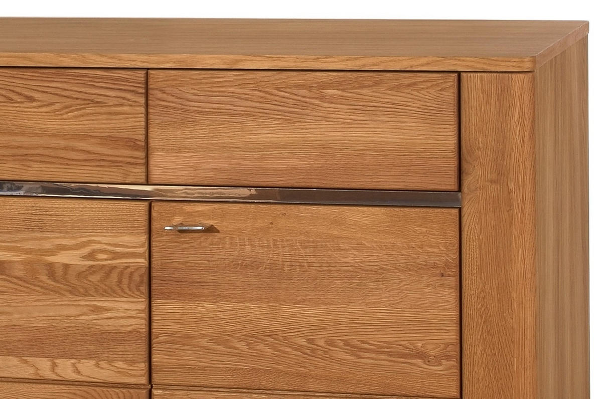 KOMMODE Latina Honig Eiche 155 / 42 / 91cm - Honigeiche/Braun, Holz/Metall (155/91/42cm) - Feldmann-Wohnen