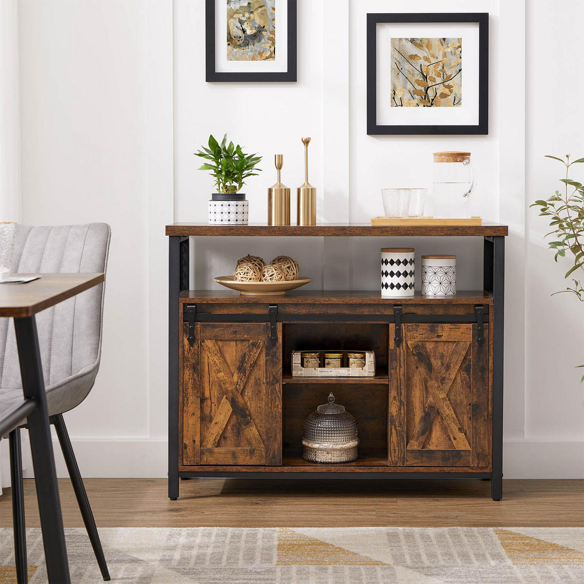 SIDEBOARD INDUSTRIESTIL - Braun, Holzwerkstoff (33/80/100cm) - Hansiro