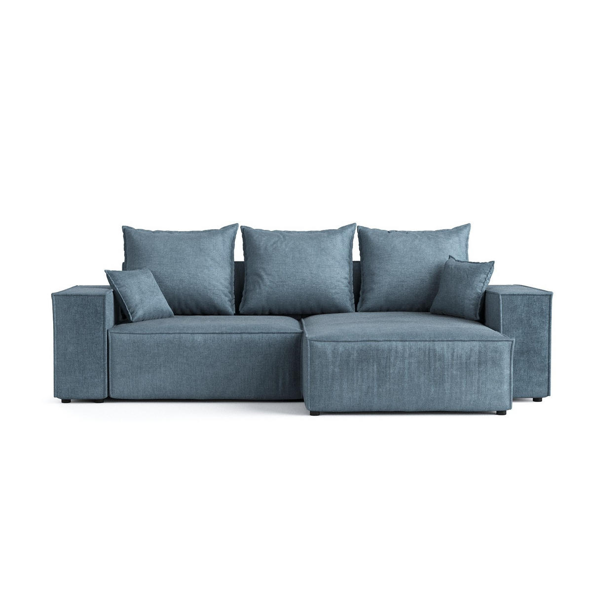 ECKSOFA SENSO mit Schlaffunktion Blau im Wind Stoff - Blau/Schwarz, Holz/Holzwerkstoff (255/148cm) - AltaBeds