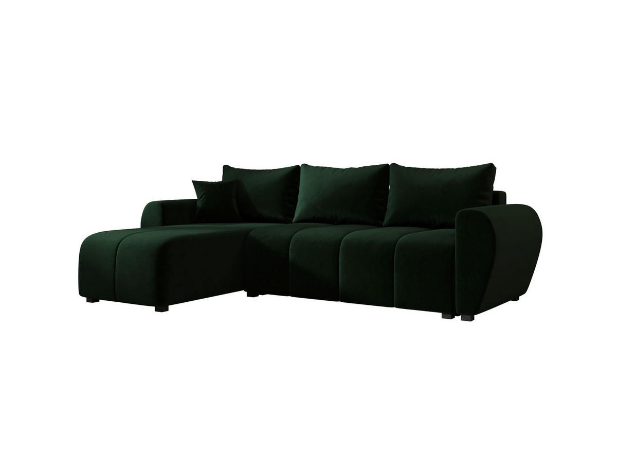 ECKSOFA MOLISA L Itaka 10 Rechts mit Schlaffunktion - Dunkelgrün, Textil (245/145cm) - Bedante