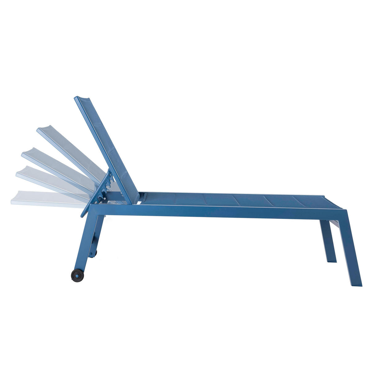 SONNENLIEGE 2-tlg., Blau - Blau, Metall (65/103/169cm) - Oviala