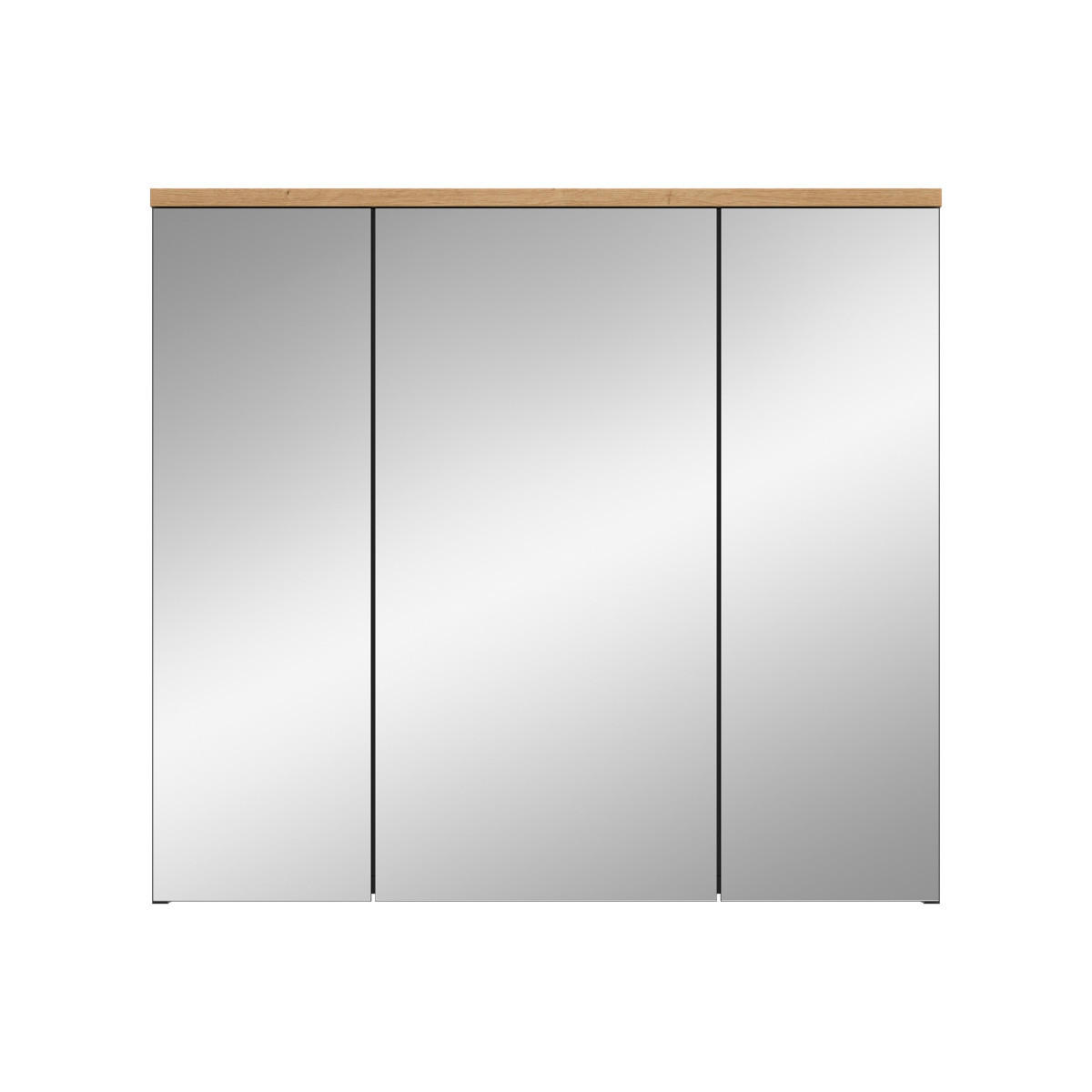 HÄNGESCHRANK mit 3 Spiegeltüren in Eichen- und Grauoptik 21/73/80 cm - Eschefarben, Holzwerkstoff (21/73/50.5cm) - Calicosy