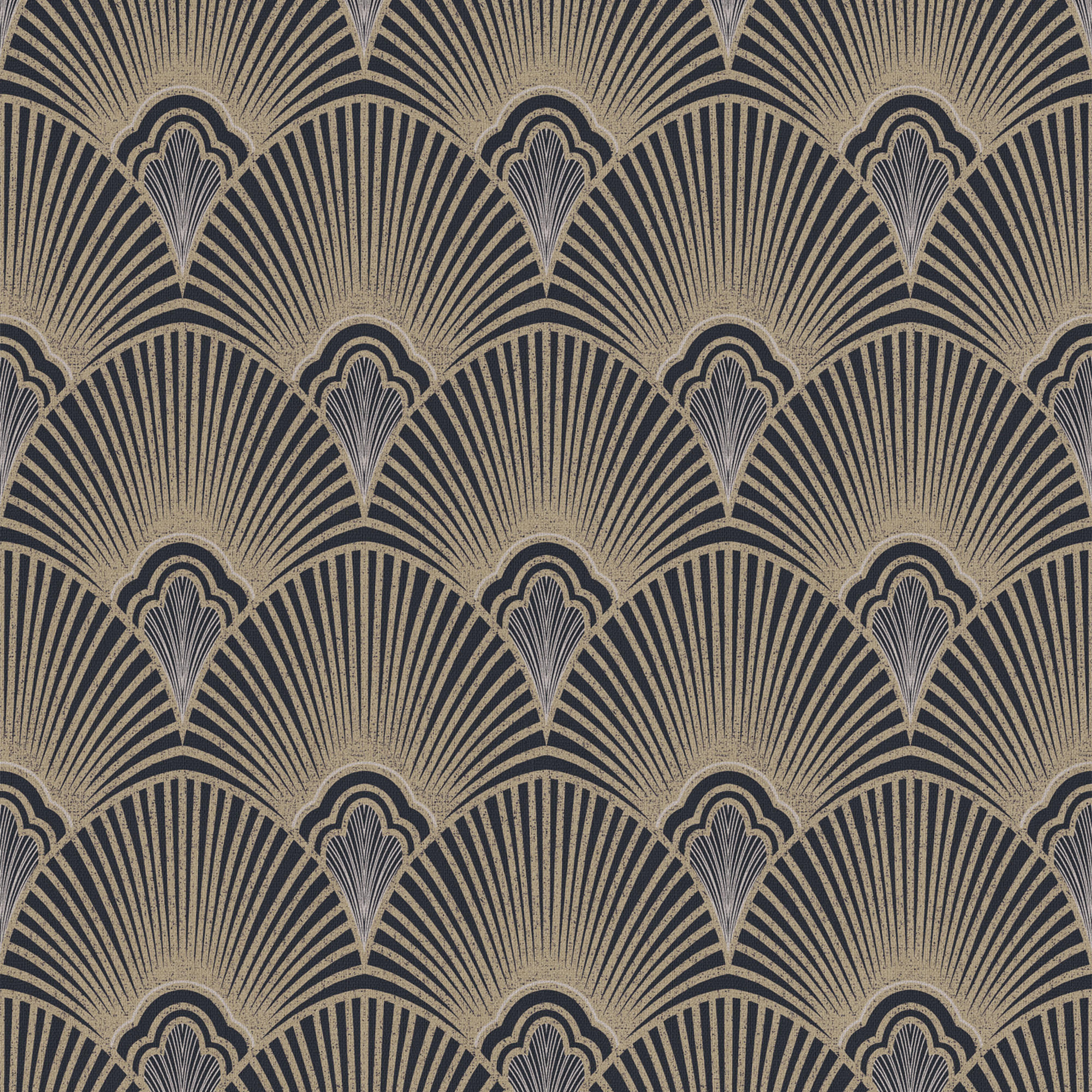 VLIESTAPETE - Art Deco Schwarz/Gold - Goldfarben/Schwarz, Papier/Kunststoff (52/1000cm) - Sublime