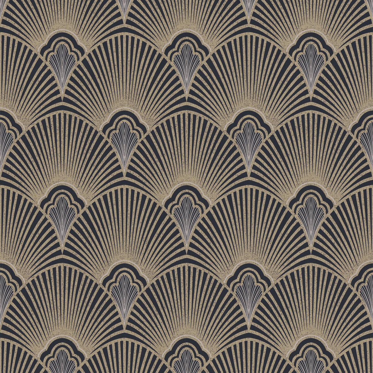 VLIESTAPETE - Art Deco Schwarz/Gold - Goldfarben/Schwarz, Papier/Kunststoff (52/1000cm) - Sublime
