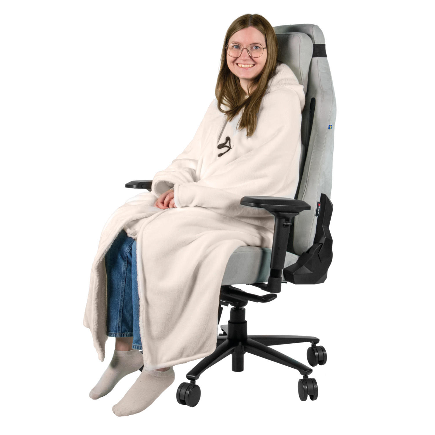 STUHLKUSCHELDECKE Velour/Sherpa Weiß - Weiß, Textil (135/155cm) - Arozzi