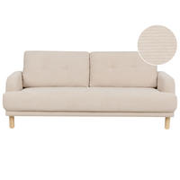 3-SITZER-SOFA Cord beige Tuve - Hellbraun/Beige, Textil (199/85/90cm) - Beliani