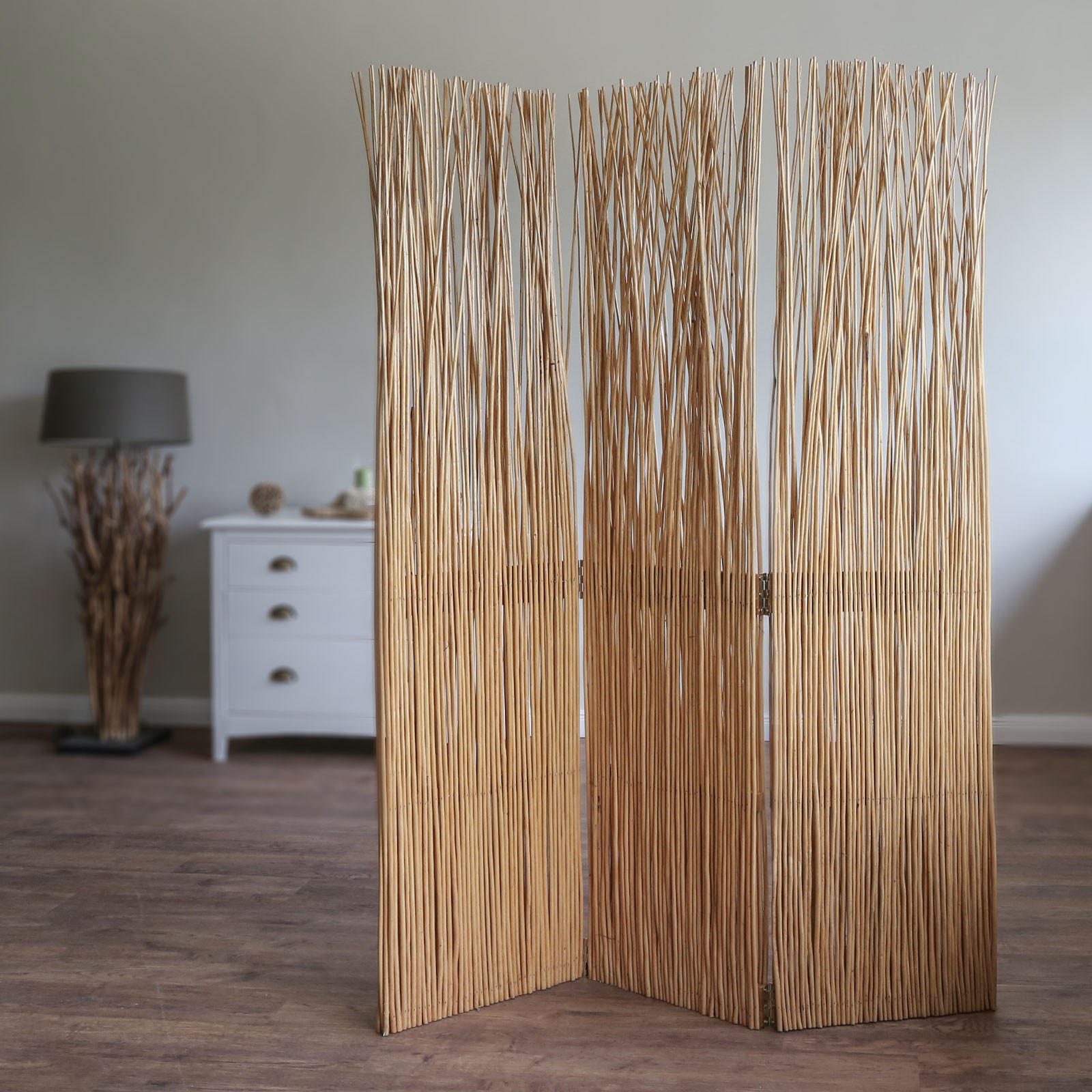 PARAVENT 3-tlg. 120/170 cm Hellbraun Weide - Hellbraun, Naturmaterialien (120/170/3cm) - Homestyle4u