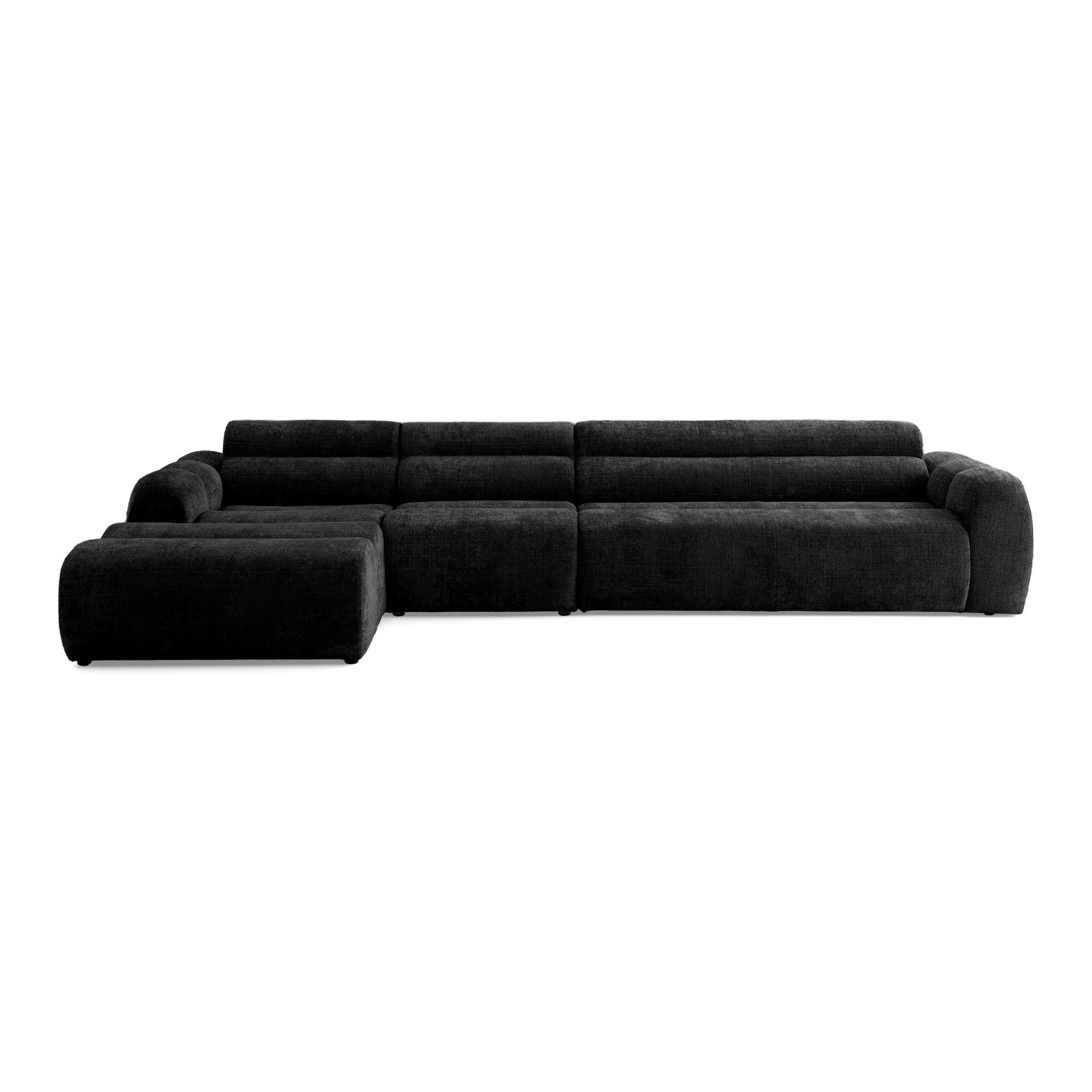 5-SITZER modulares Ecksofa VEER SET 2 Links, 379 x 175 cm, Chenille Webstoff Anthrazit - Anthrazit/Schwarz, Holz/Kunststoff (379/175cm) - Muffo