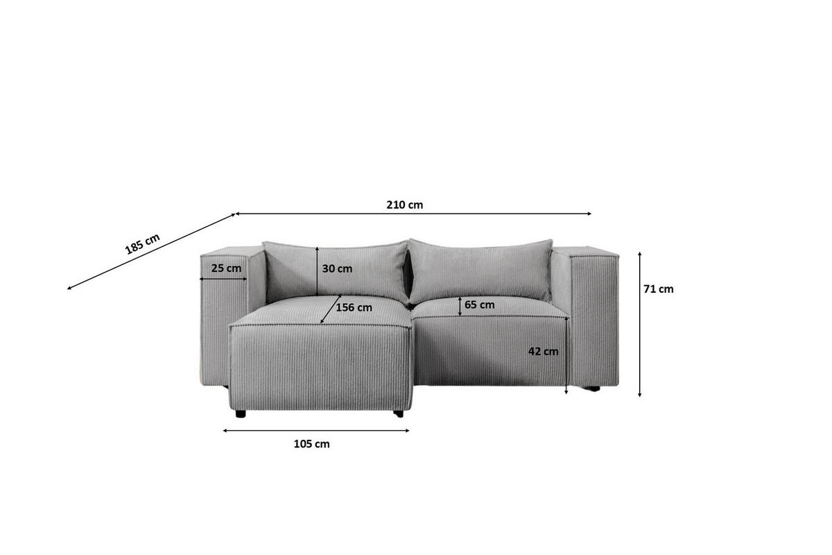 ECKSOFA L-Form Modulo, stoff Lincoln, Grau, Links - Grau, Holz (210/185cm) - Kaiser Möbel