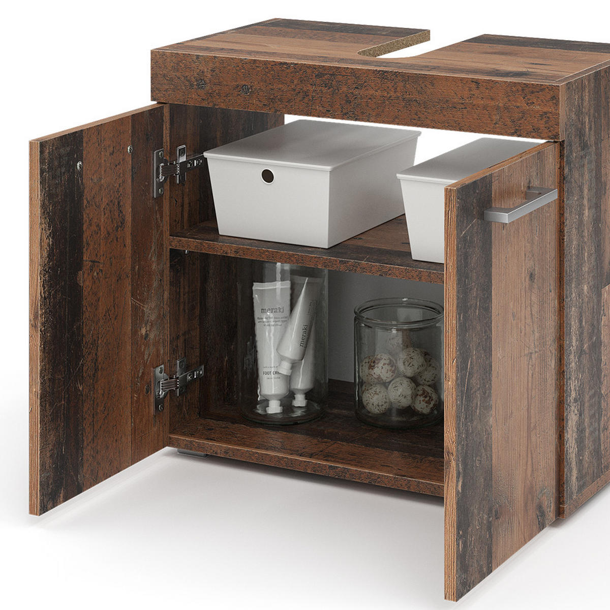 WASCHBECKENUNTERSCHRANK Luna Oldstyle 60 x 56 cm - Braun, Holzwerkstoff (60/56/34cm) - Vicco