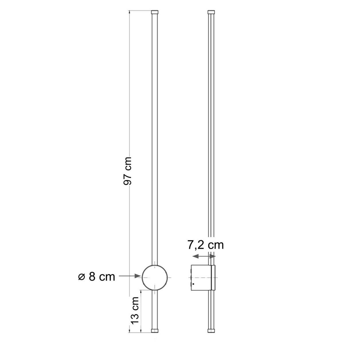 WANDLEUCHTE Nikolai, Schwarz, 97cm - Schwarz, Metall (8/97/7cm) - KOSILUM