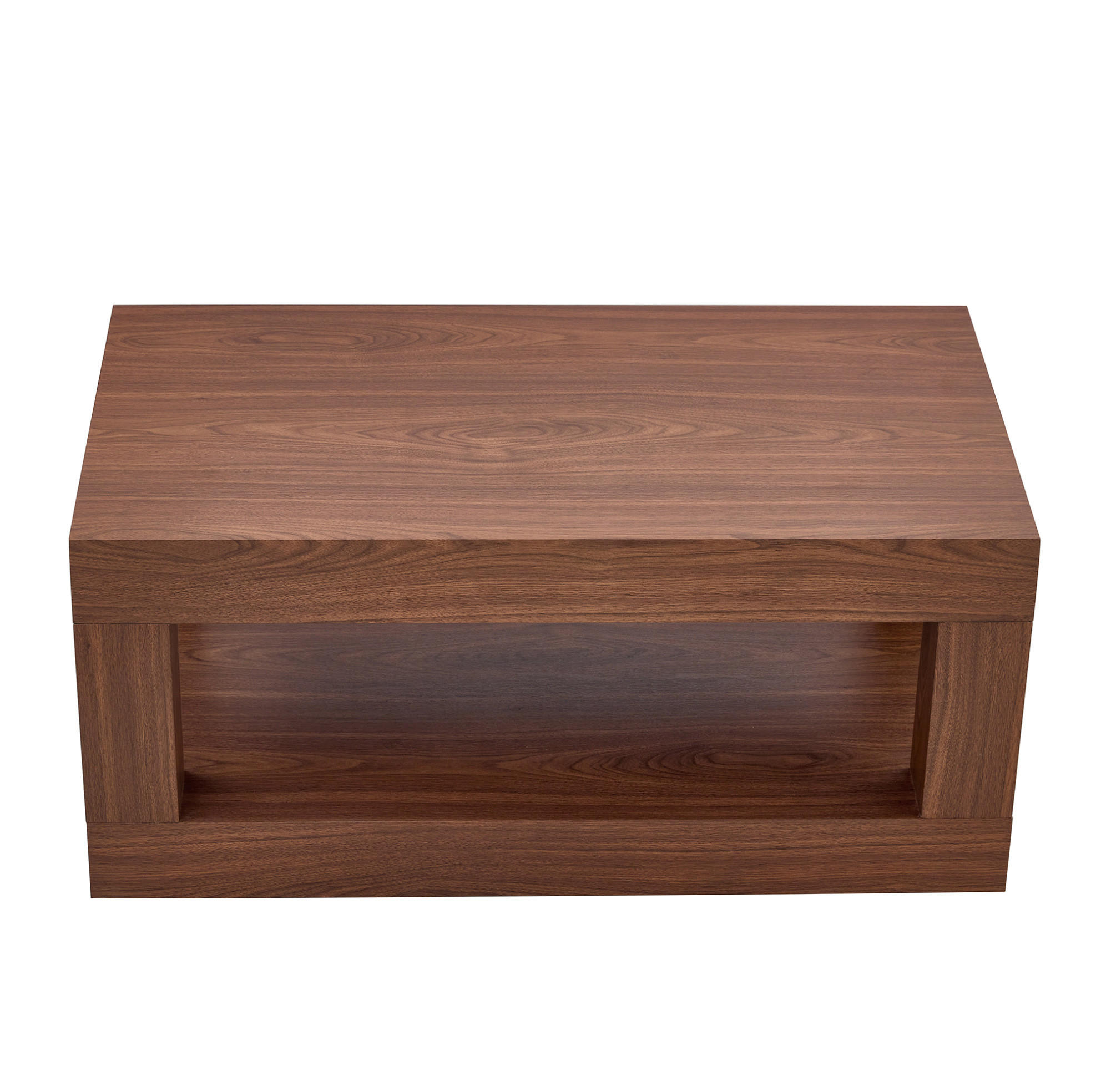 COUCHTISCH aus MDF in Walnuss 93x53x46 cm mit offenem Ablageregal - Walnussfarben, Holzwerkstoff (93/53/46cm) - Modfu