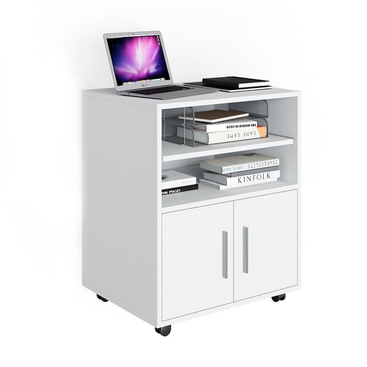 VOZÍK NA DOKUMENTY NA KOLEČKÁCH Novak Bílá - bílá, kompozitní dřevo (48.4/74.4/60.2cm) - Vicco