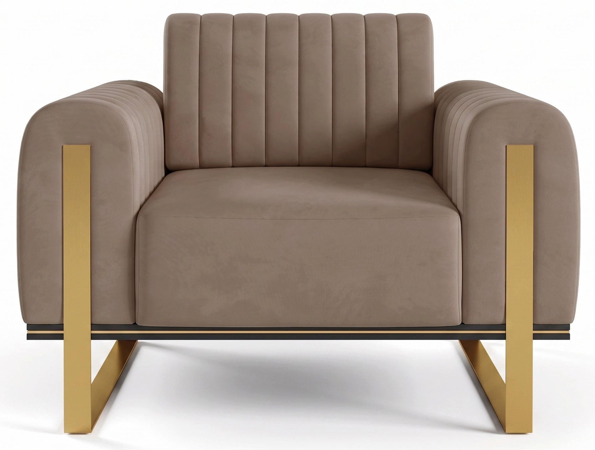 SESSEL Parissa 106 cm - Beige/Goldfarben, Holz/Metall (106/79/92cm) - Selsey