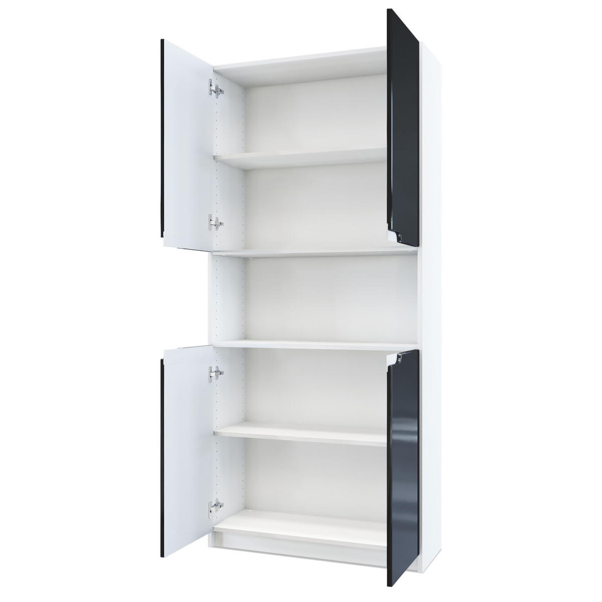 BÜROSCHRANK Logan Fronten in Schwarz matt - Schwarz, Holzwerkstoff (82/184/37cm) - Vladon