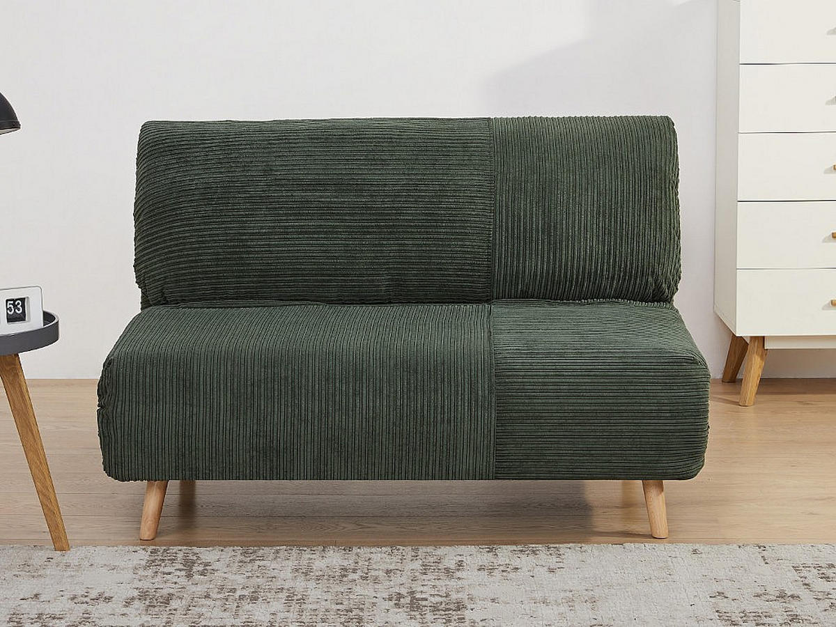 SCHLAFSOFA 2-Sitzer - Cord - Dunkelgrün - PALULA - Grün, Textil (90/83/124cm) - Vente-Unique