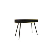 KONSOLENTISCH FORNO (Schwarz, Rillenfront, Goldene Details, 2 Schubladen, schwarze Metallfüße, 102 cm) - Schwarz, Holz/Holzwerkstoff (50/102/80cm) - Ravio