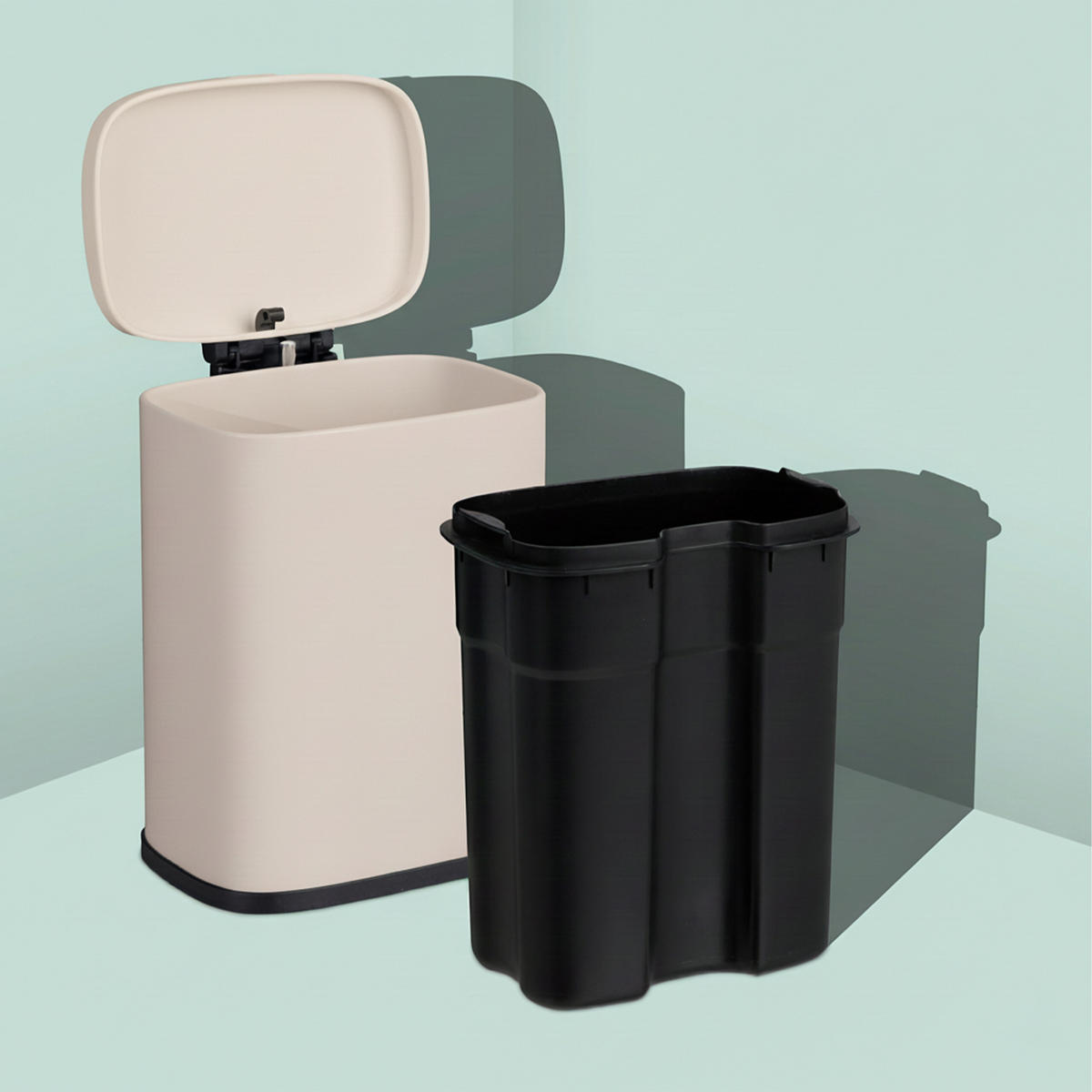 KOSMETIKEIMER - Beige, Kunststoff/Metall (18/25/15cm) - Relaxdays