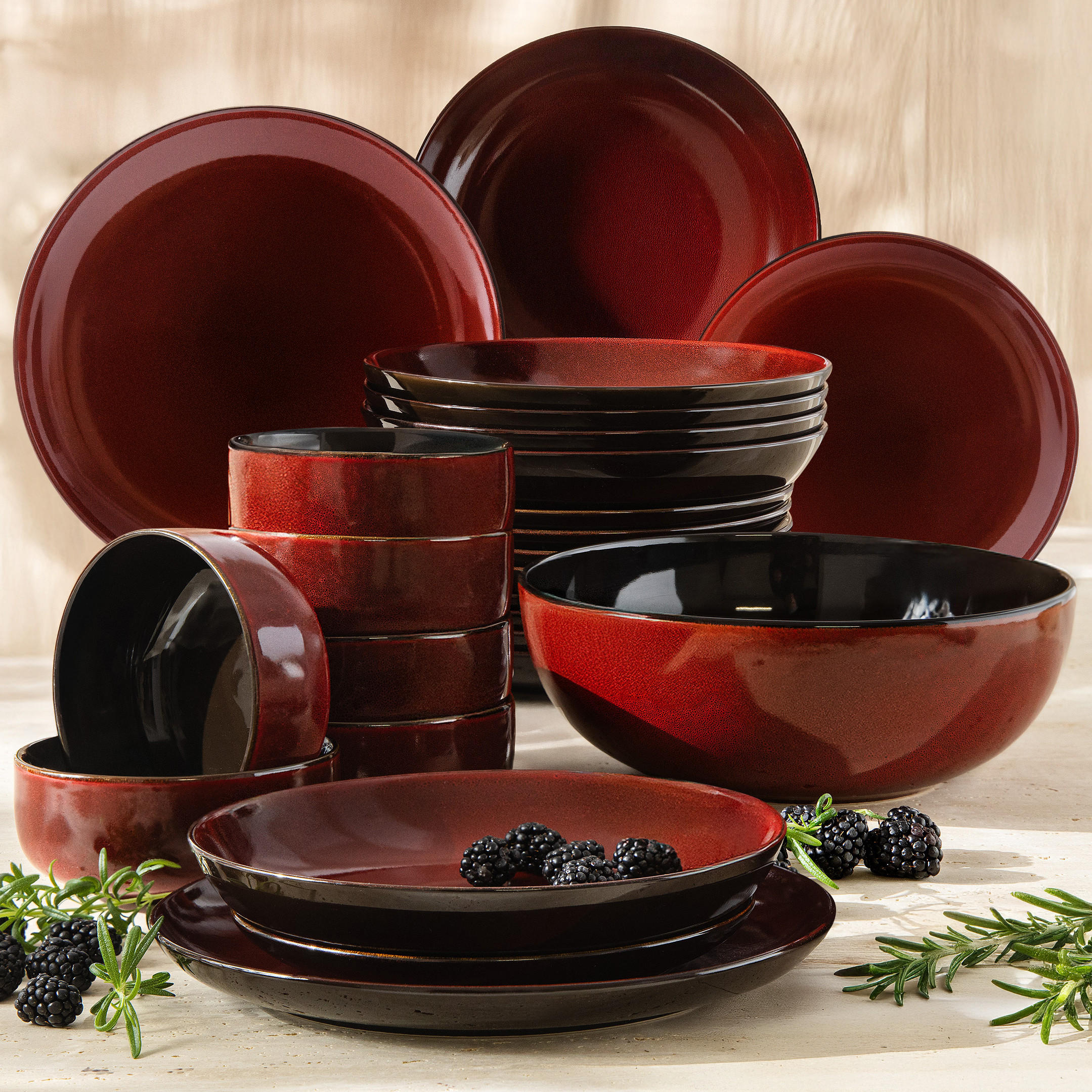 TAFELSERVICE 6 Personen GAMBIA 25-tlg - Rot, Keramik (27/2/27cm) - Ritzenhoff Breker