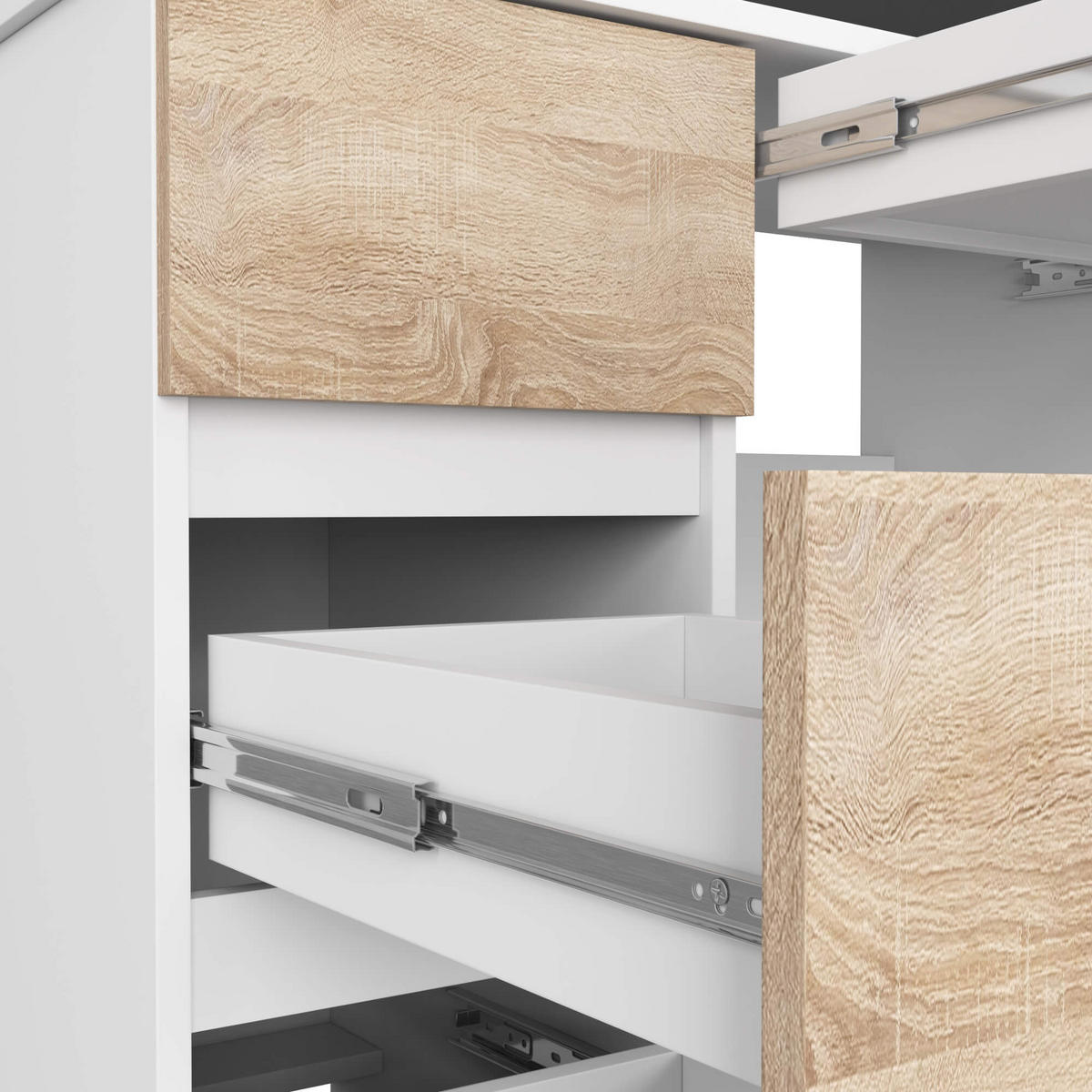 SCHREIBTISCH Weiß, Sonoma Eiche 90x50x77 cm - Weiß/Sonoma Eiche, Holzwerkstoff (50/90/77cm) - Akord