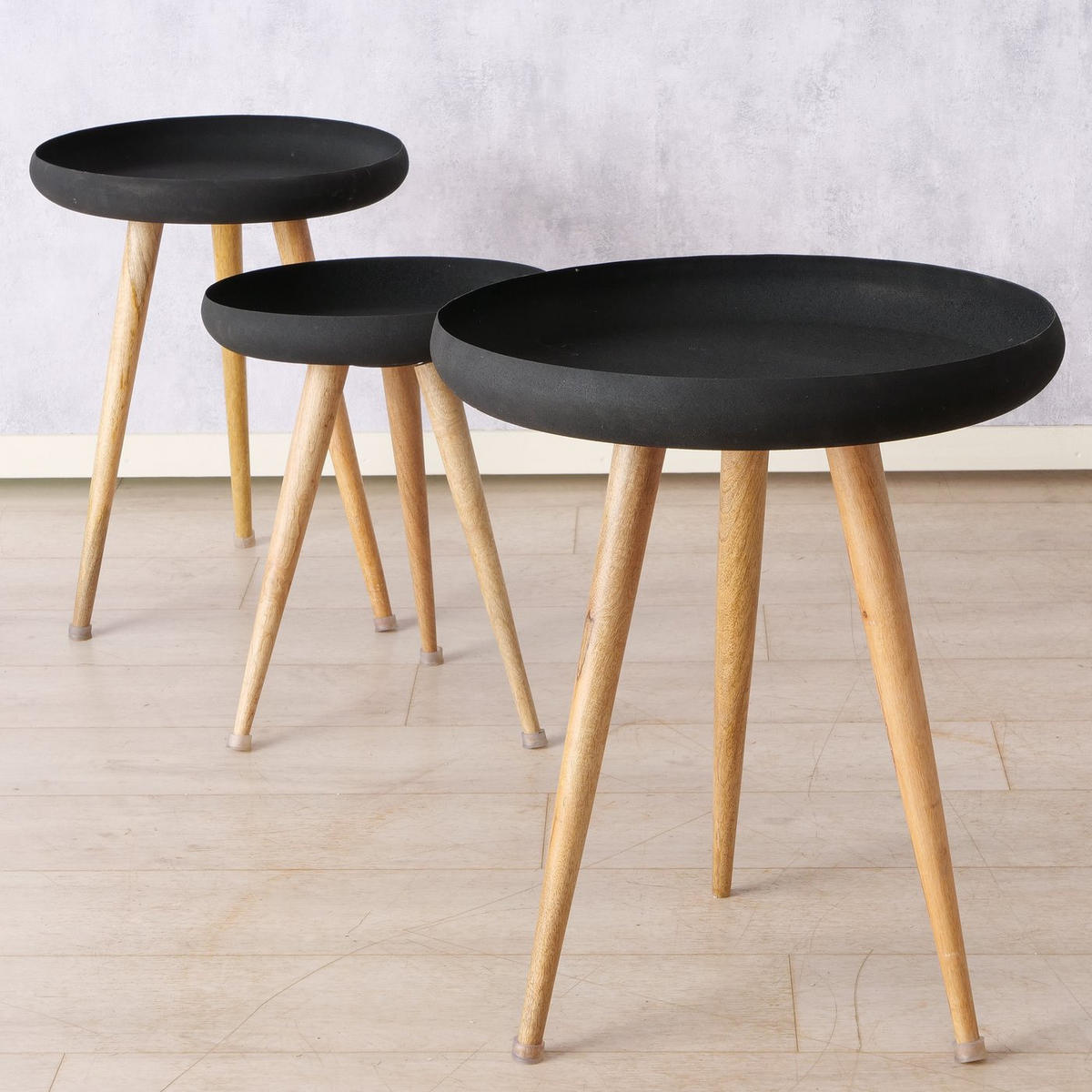 LOFT-KAFFEETISCHE mit schwarzer Platte Masdour Schwarz - Schwarz, Holz (51/51/60cm) - Boltze Home