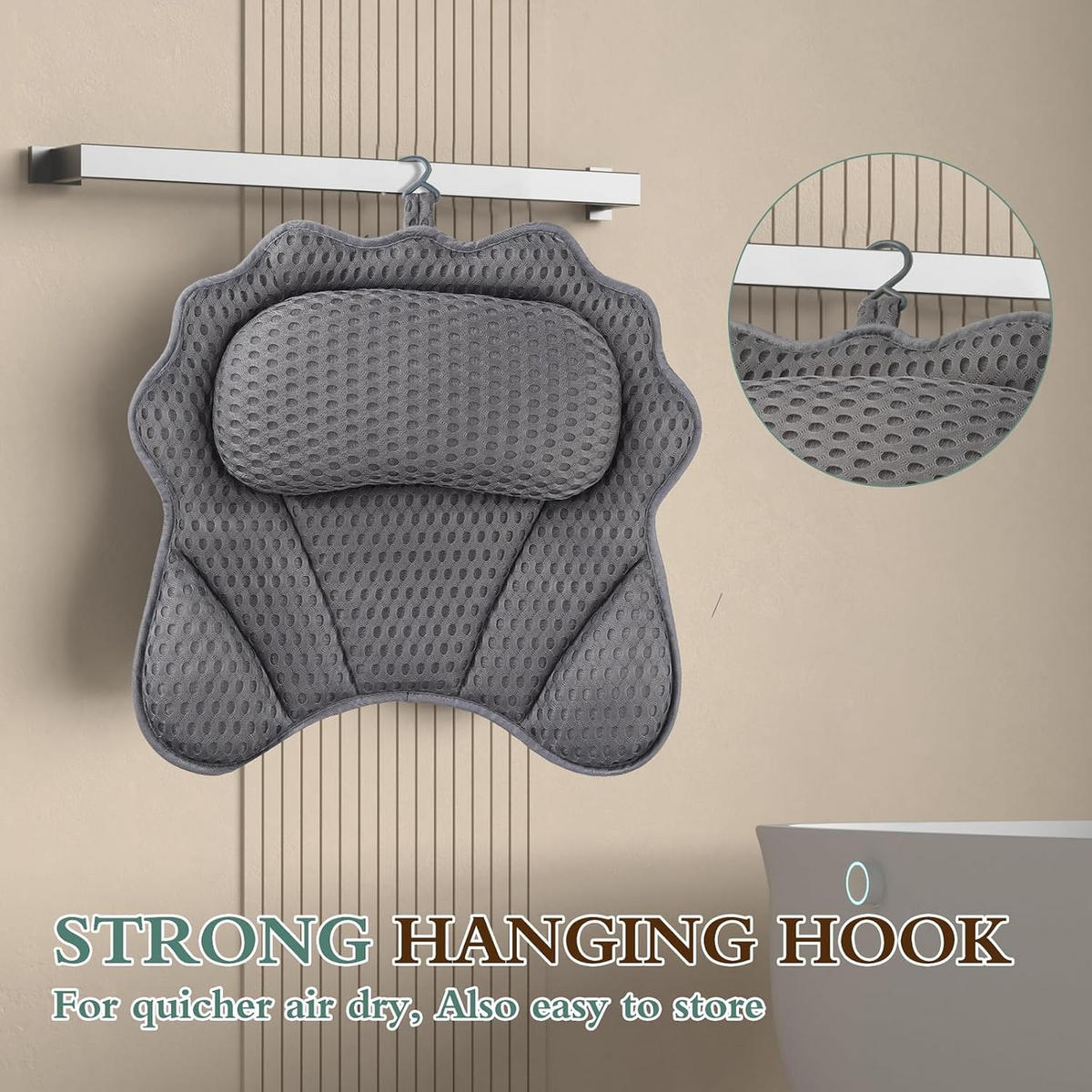 BADEKISSEN – 42 x 44 x 7 cm – Grau - Grau, Textil (42/21cm)