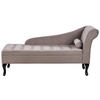CHAISELONGUE Samtstoff taupe mit Bettkasten rechtsseitig Pessac - Beige/Schwarz, Textil (145/71/62cm) - Beliani
