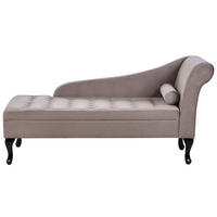 CHAISELONGUE Samtstoff taupe mit Bettkasten rechtsseitig Pessac - Beige/Schwarz, Textil (145/71/62cm) - Beliani