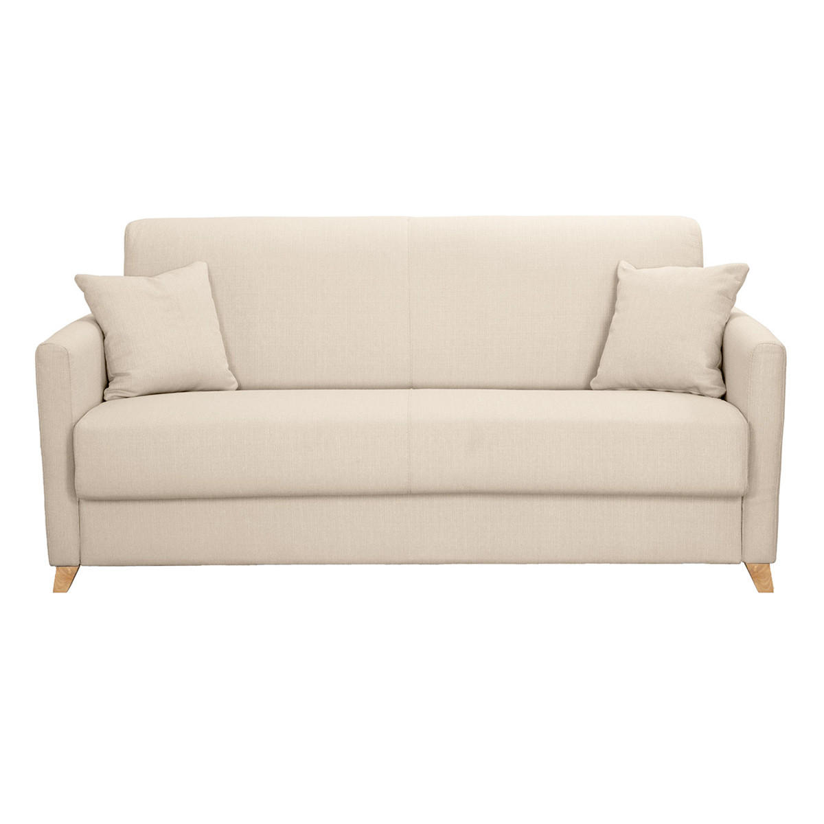 SCHLAFSOFA Skandinavisch 3-Sitzer Beige SKANDY - Beige, Textil (99/92/176cm) - Miliboo