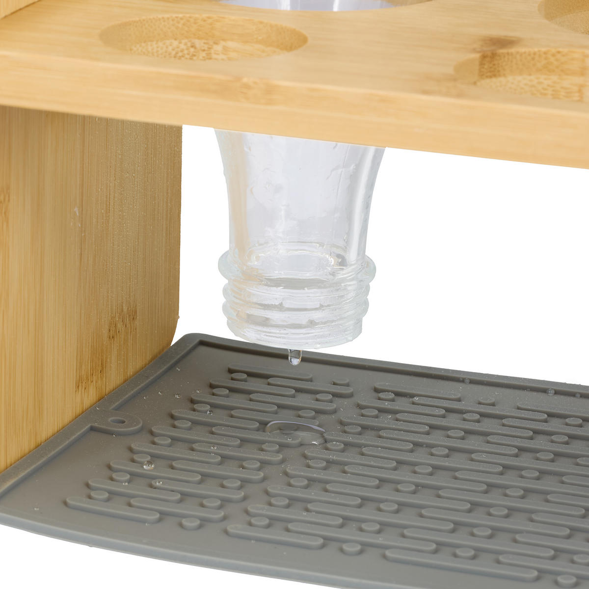 DRŽALO za steklenice - svetlo rjava, umetna masa/les (43/14/14.5cm) - Relaxdays