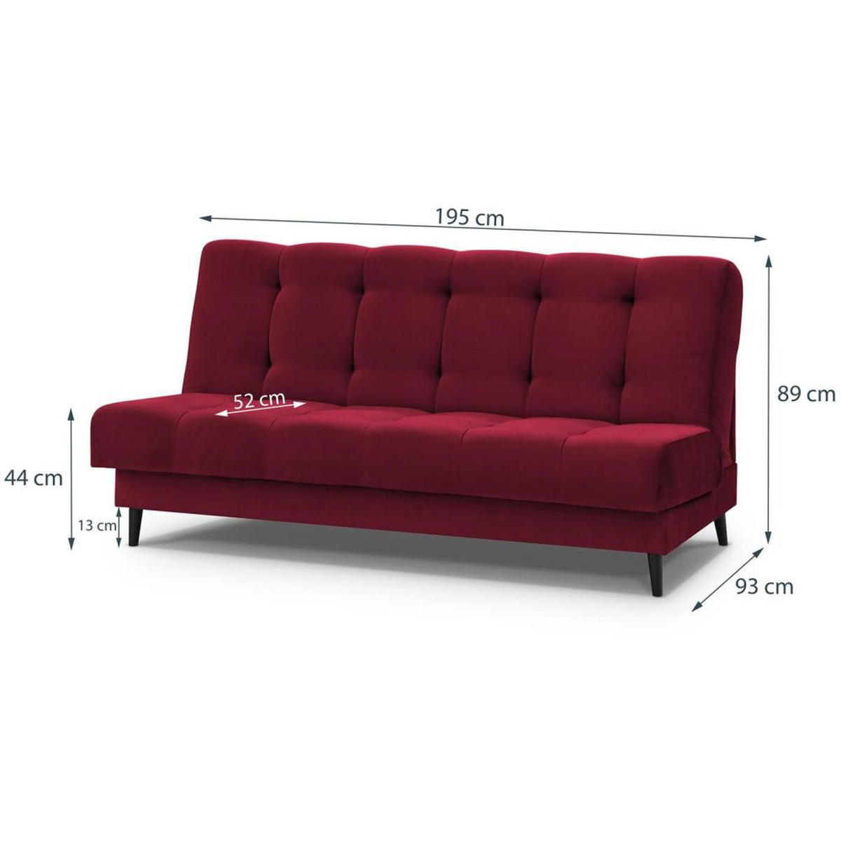 3-SITZER Schlafsofa Nancy bordeaux - Bordeaux, Holz/Textil (220/89/93cm) - Beautysofa