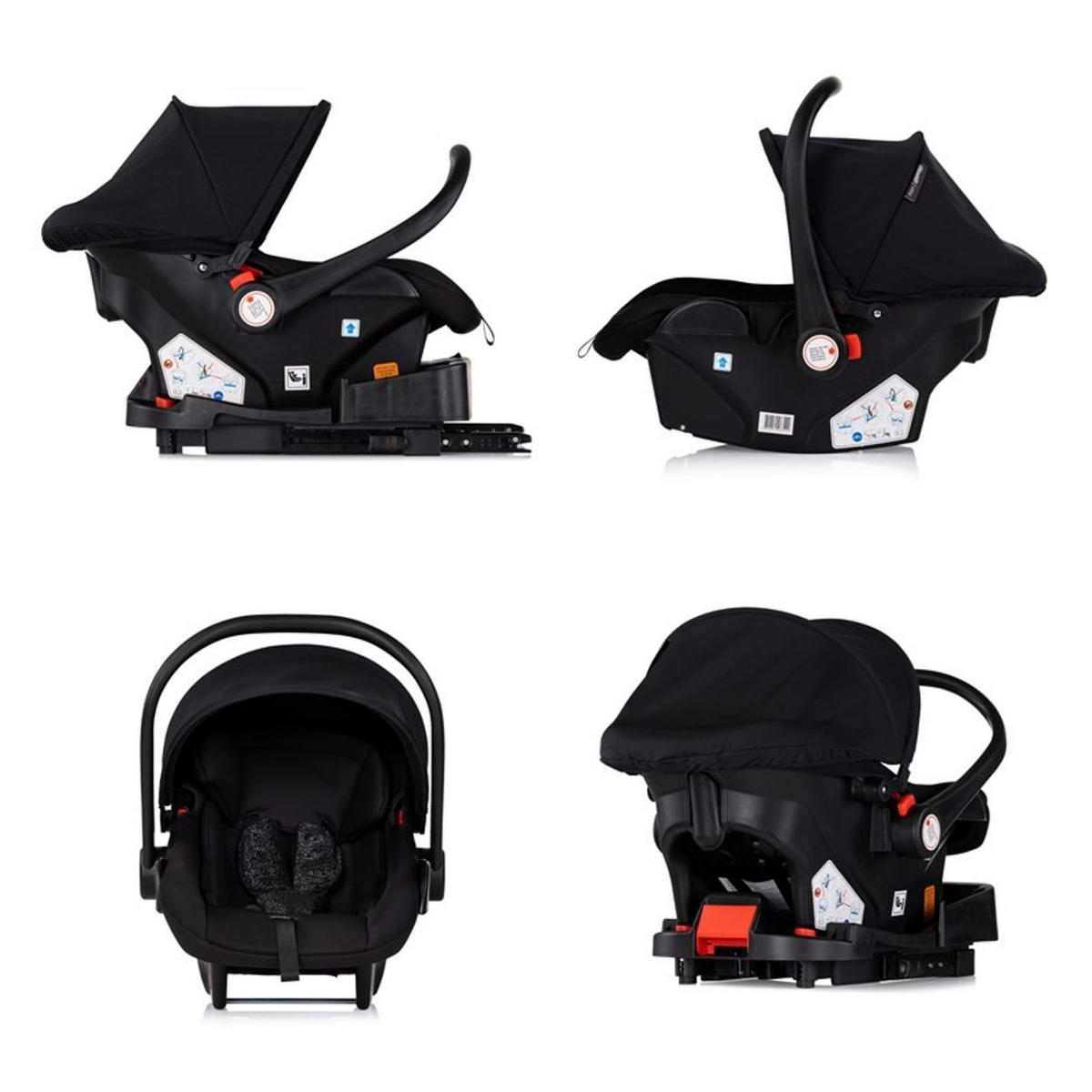 BABYSCHALE Vista i-Size schwarz (40-87cm) Gruppe 0+, Sonnendach, 3D-Kissen - Schwarz, Kunststoff (43/56/60cm) - Chipolino