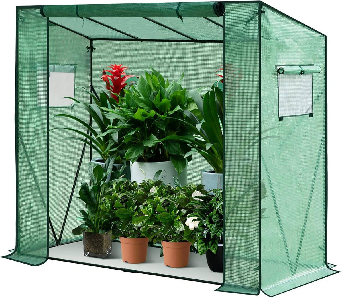 FOLIENGEWÄCHSHAUS 130 g/m², PE halbtransparente Tomatengewächshaus - Grün, Textil/Metall (200/146/77cm) - Woltu