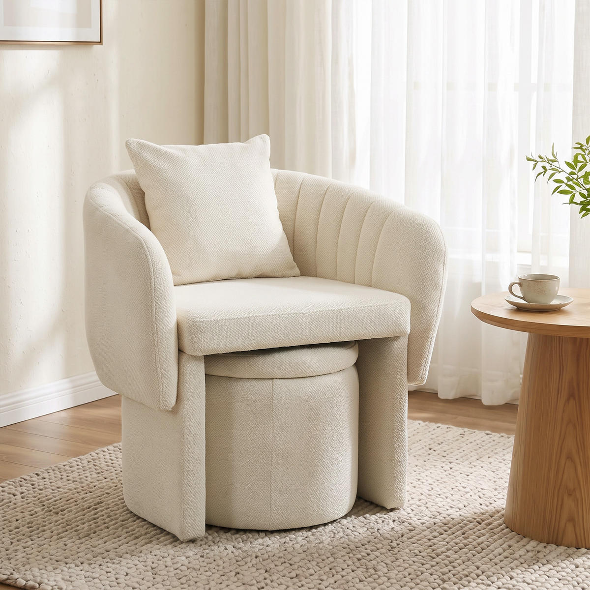 LOUNGESESSEL-SET 2er Set Chenille Beige - Beige, Holzwerkstoff/Textil (62/70/72cm) - HOMCOM