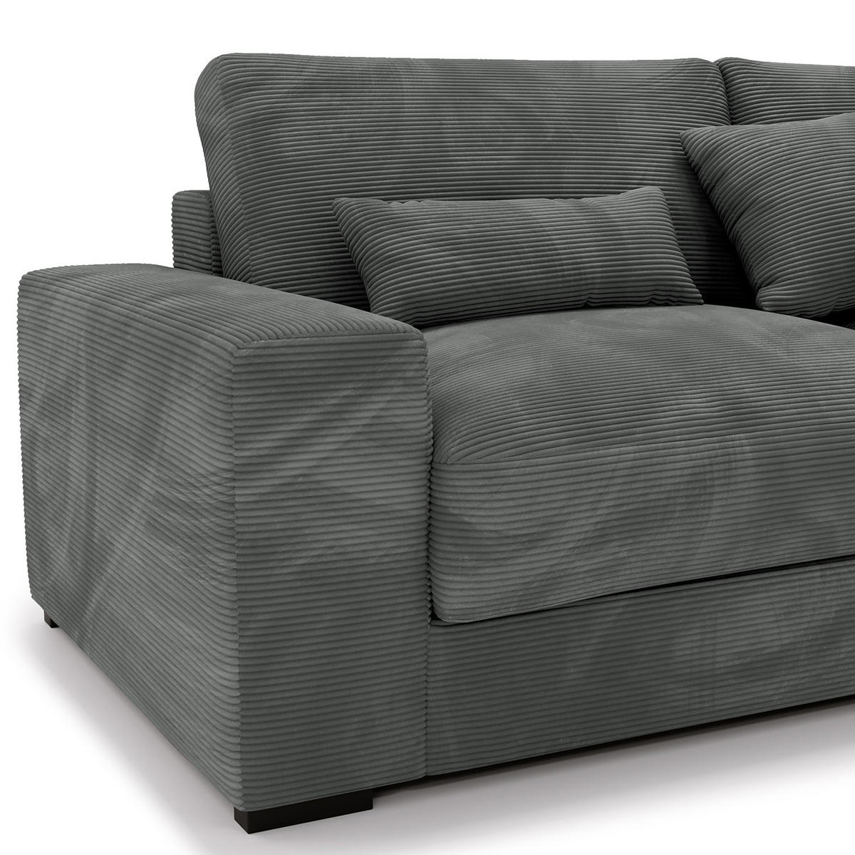 ECKSOFA mit Longchair - Schwarz/Graphitfarben, Kunststoff/Textil (340/205cm) - home24