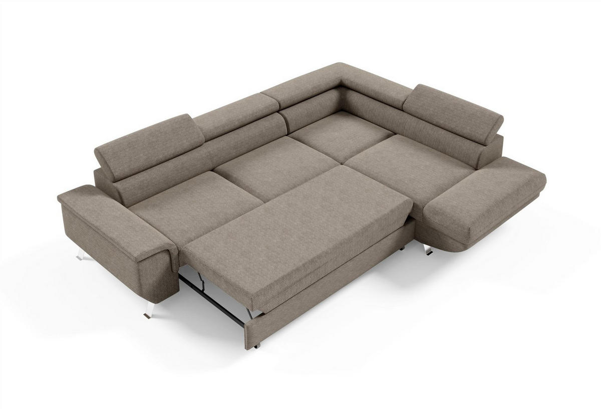 ECKSOFA Plato Mit Schlaffunktion - Hellgrau, Holzwerkstoff/Textil (202/268cm) - Fun Möbel