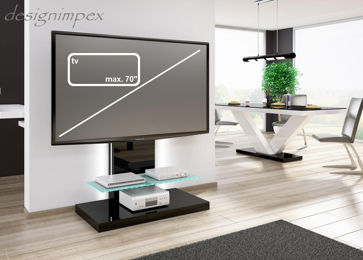 TV RACK rechteckig Schwarz Hochglanz Glas 100/134/55 cm - Schwarz Hochglanz, Holzwerkstoff (100/134/55cm)