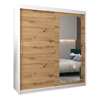 SCHWEBETÜRENSCHRANK 200/180/62 2-türig - Silberfarben/Eiche Artisan, Holz/Kunststoff (180/200/62cm) - Abiks Möbel