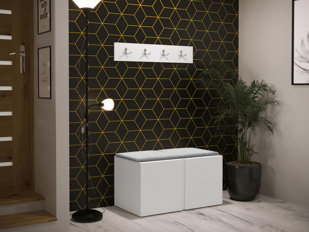 GARDEROBEN-SET Orion VI - Hellgrau/Weiß, Holzwerkstoff/Kunststoff (84/42/46cm) - MIRJAN24