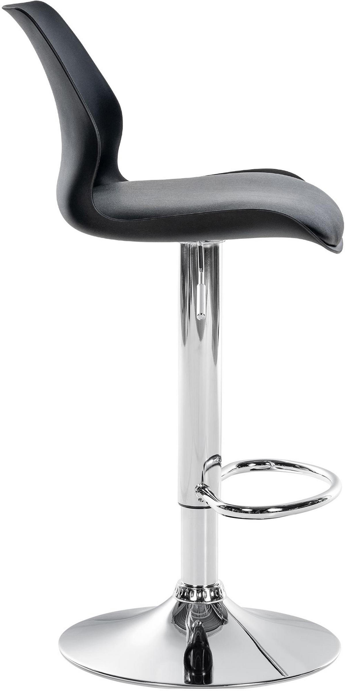 BARHOCKER Gilian Kunststoff schwarz - Chromfarben/Schwarz, Kunststoff/Metall (39/102/42cm) - TPFLiving