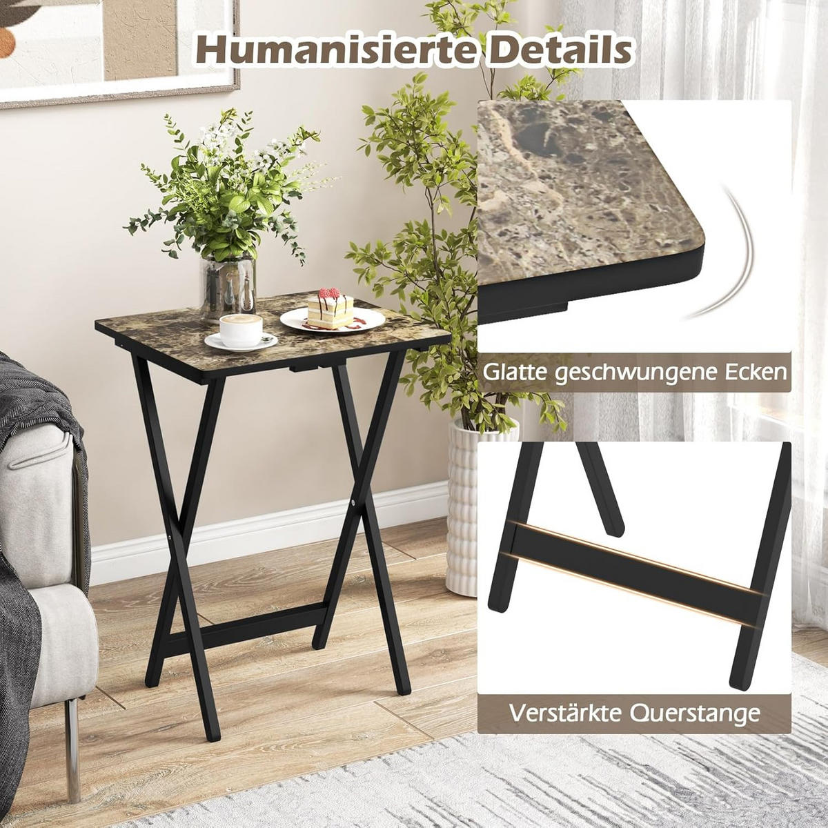UTEBORD Svart (4 delar) - Svart, Träbaserade material (40/48/67cm) - COSTWAY